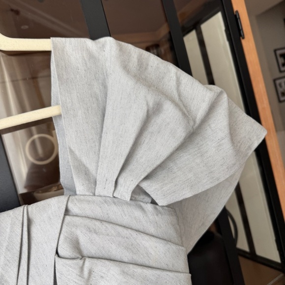 Acler Parkway top blouse linen off shoulder pleated grey cropped square neck - Picture 6 of 8